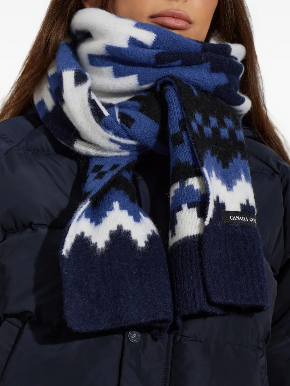 Canada Goose Fair Isle gebreide sjaal Blauw