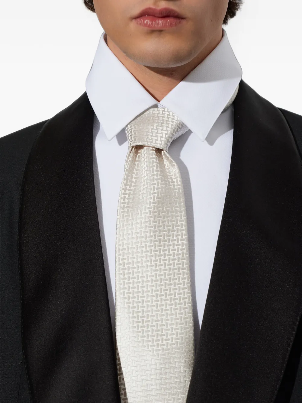TOM FORD irregular weave tie Beige