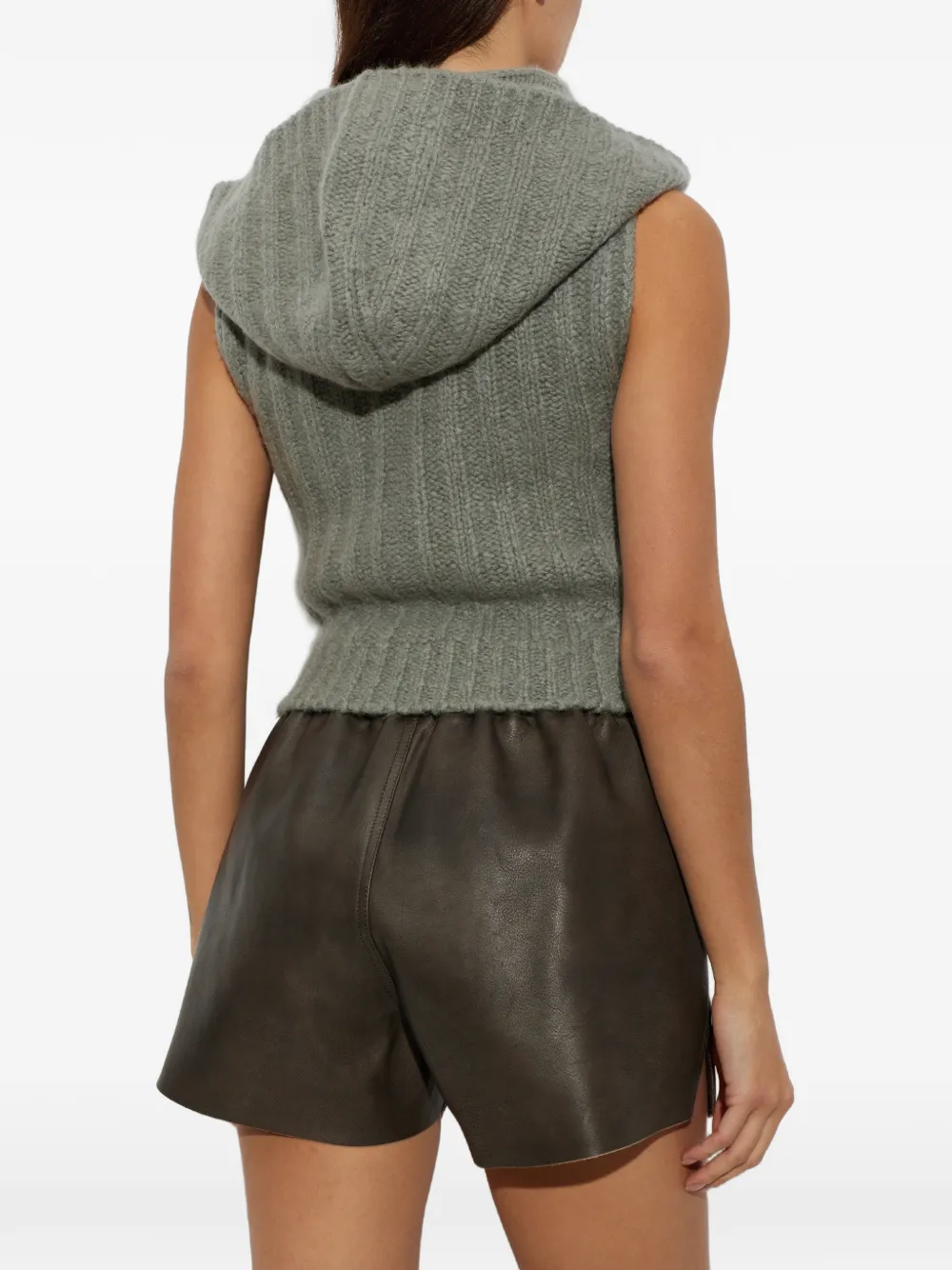 Rick Owens ribbed-knit sleeveless hooded sweater Grijs