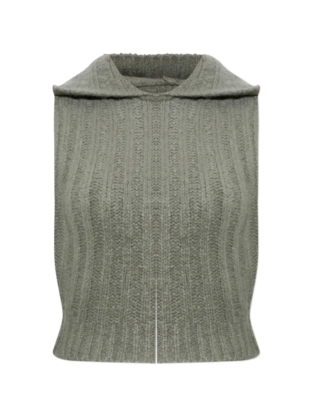 Rick Owens ribbed-knit sleeveless hooded sweater Grijs