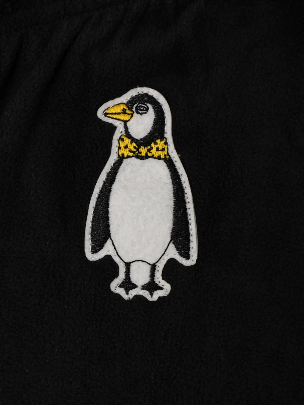Mini Rodini Fleece broek met pinguïnpatch Zwart
