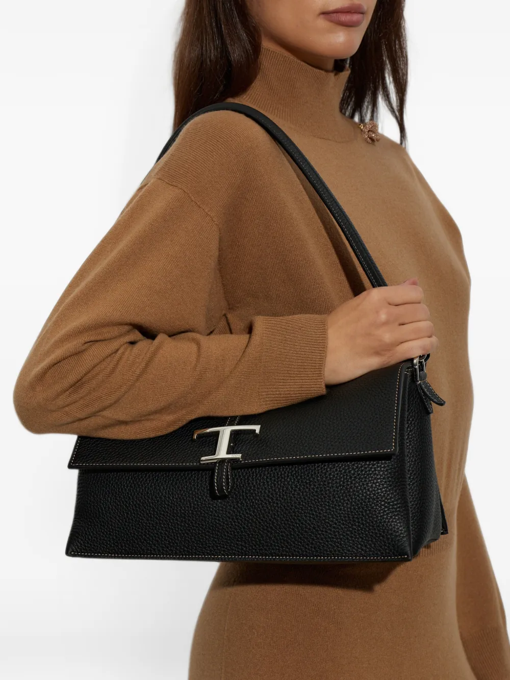 Tod's small T Timeless leather shoulder bag Zwart