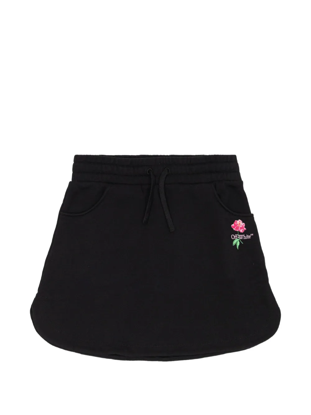 Off-White Kids logo-print drawstring skirt Zwart