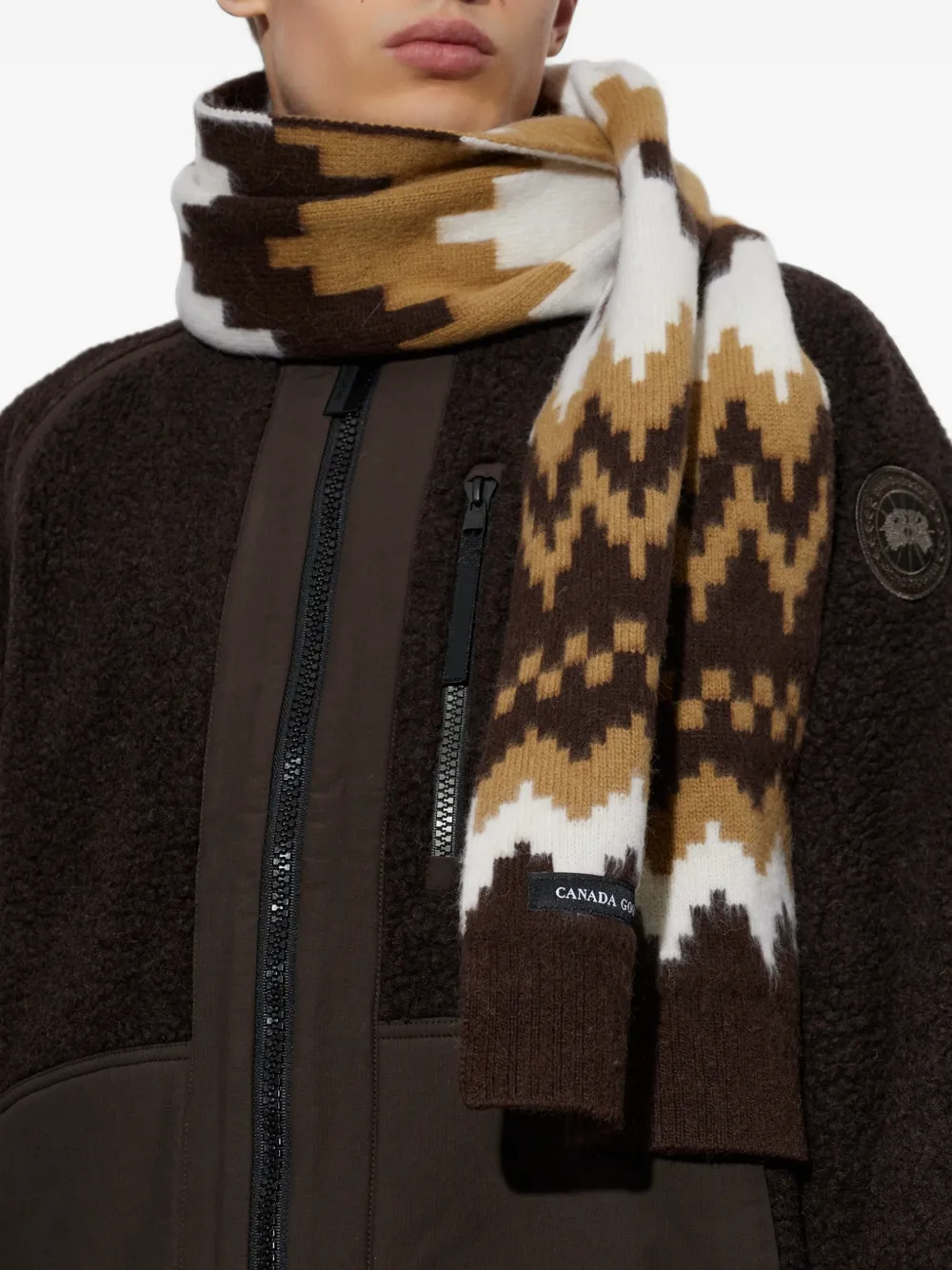 Canada Goose Sjaal met Fair Isle-breipatroon Bruin