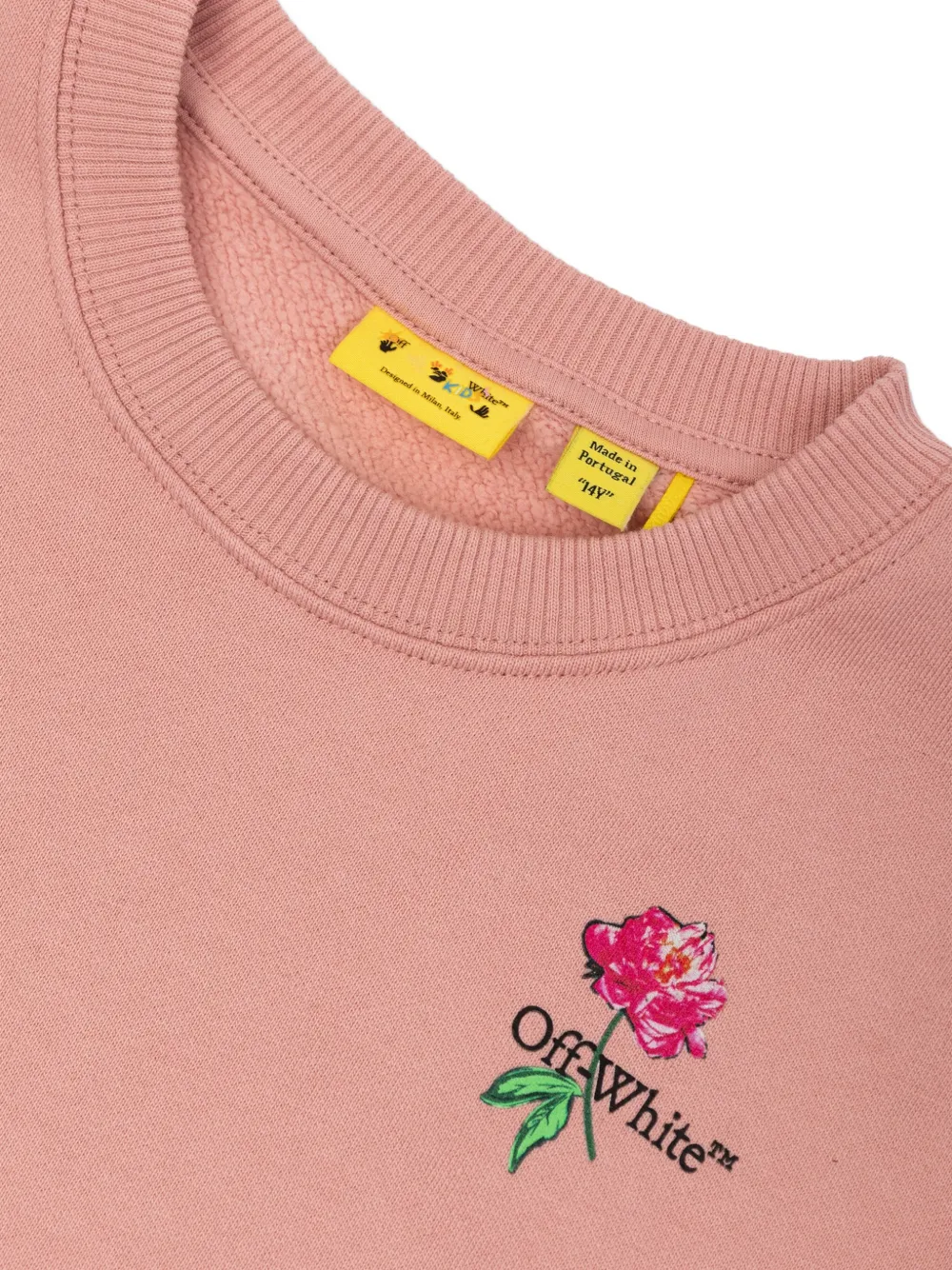 Off-White Kids floral-print logo-print sweatshirt Roze