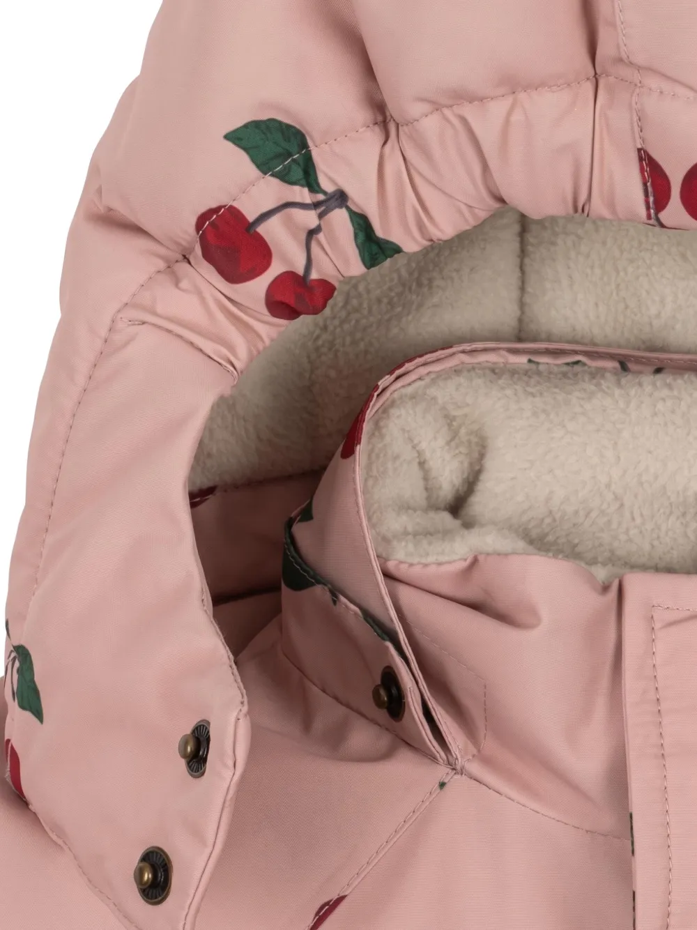 Konges Sløjd cherry-print hooded snowsuit Roze