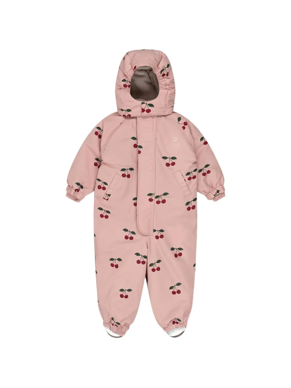 Konges Sløjd cherry-print hooded snowsuit Roze