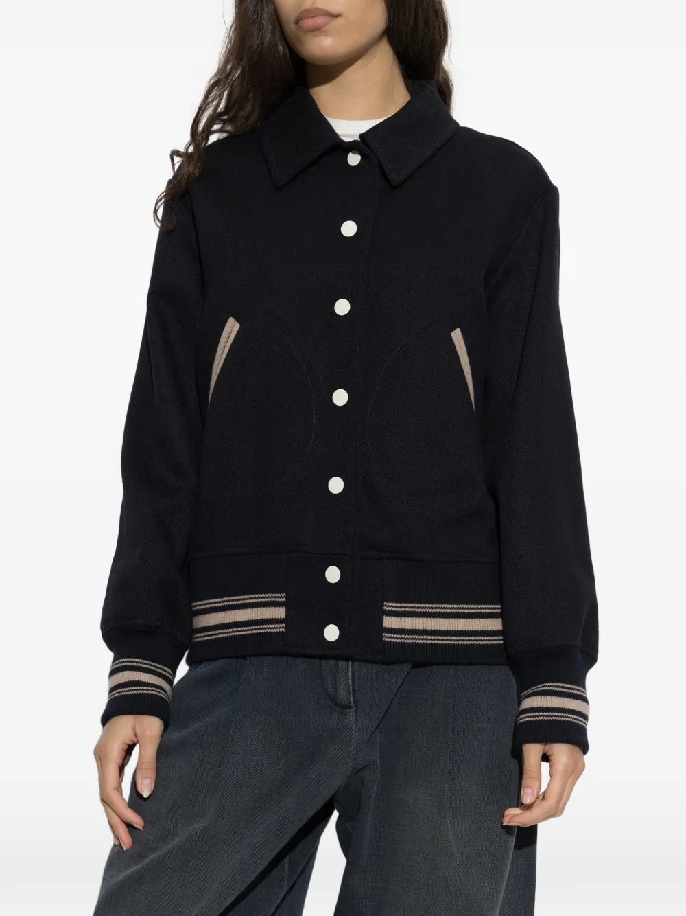 Golden Goose bomber jacket in midnight-blue wool with embroidery Blauw