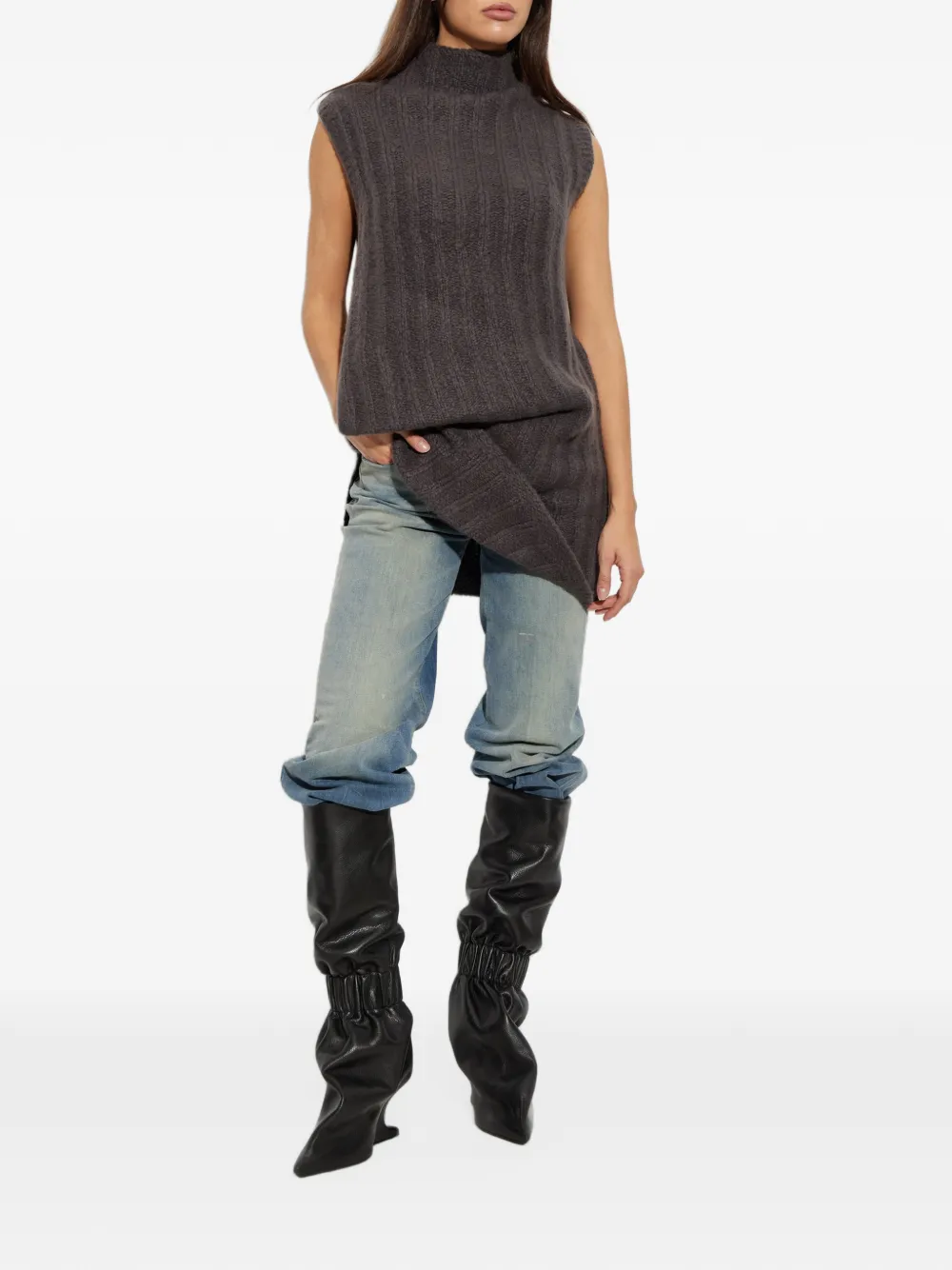 Rick Owens ribbed asymmetric vest Bruin