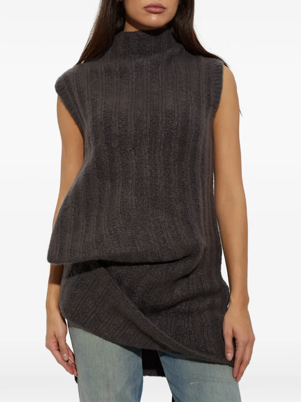 Rick Owens ribbed asymmetric vest Bruin