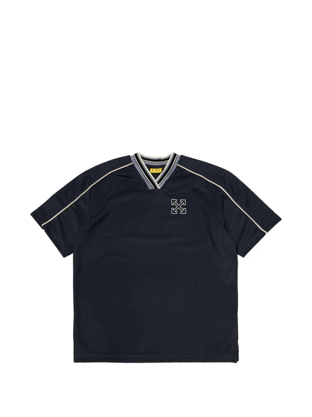 Off-White Kids logo-print V-neck T-shirt - Blu