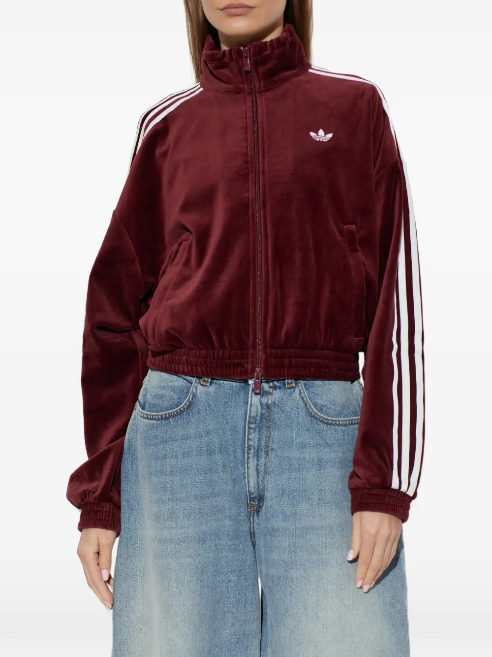 adidas pleated velour track top Rood