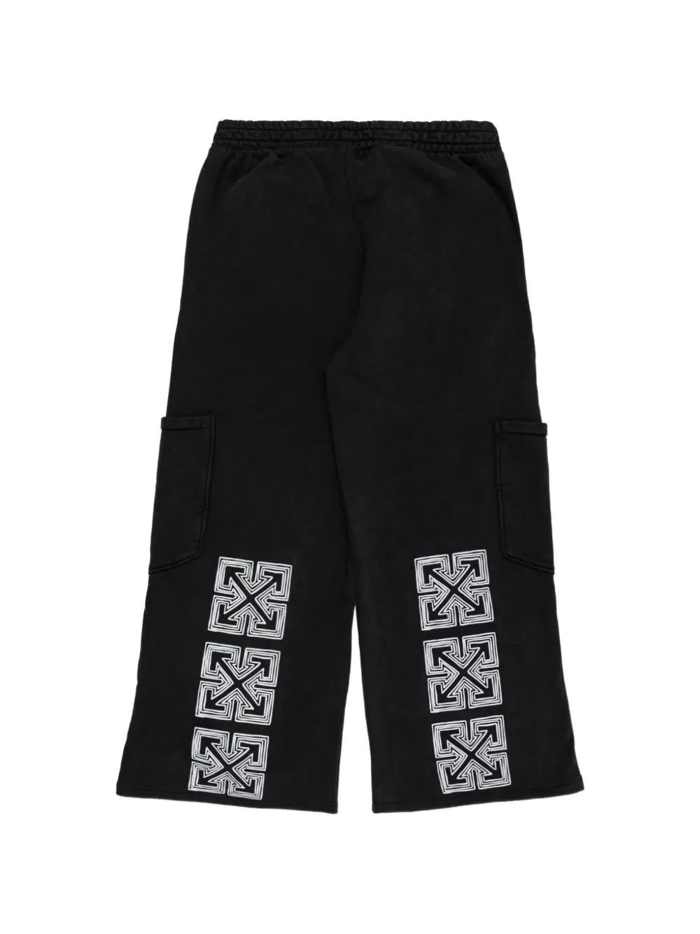Off-White Kids logo-print wide-leg track pants Zwart