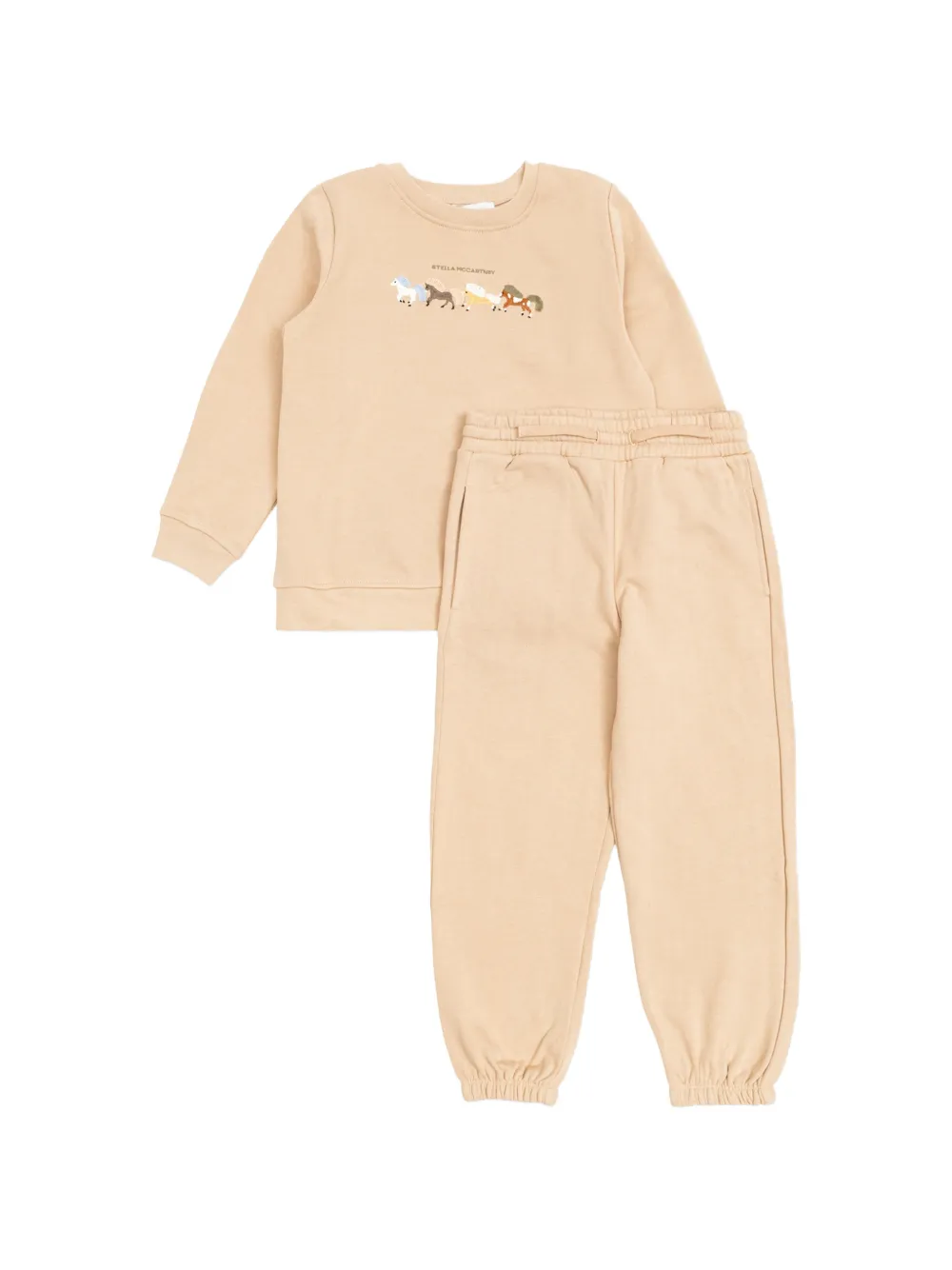 Stella McCartney Kids horse-embroidered tracksuit Beige