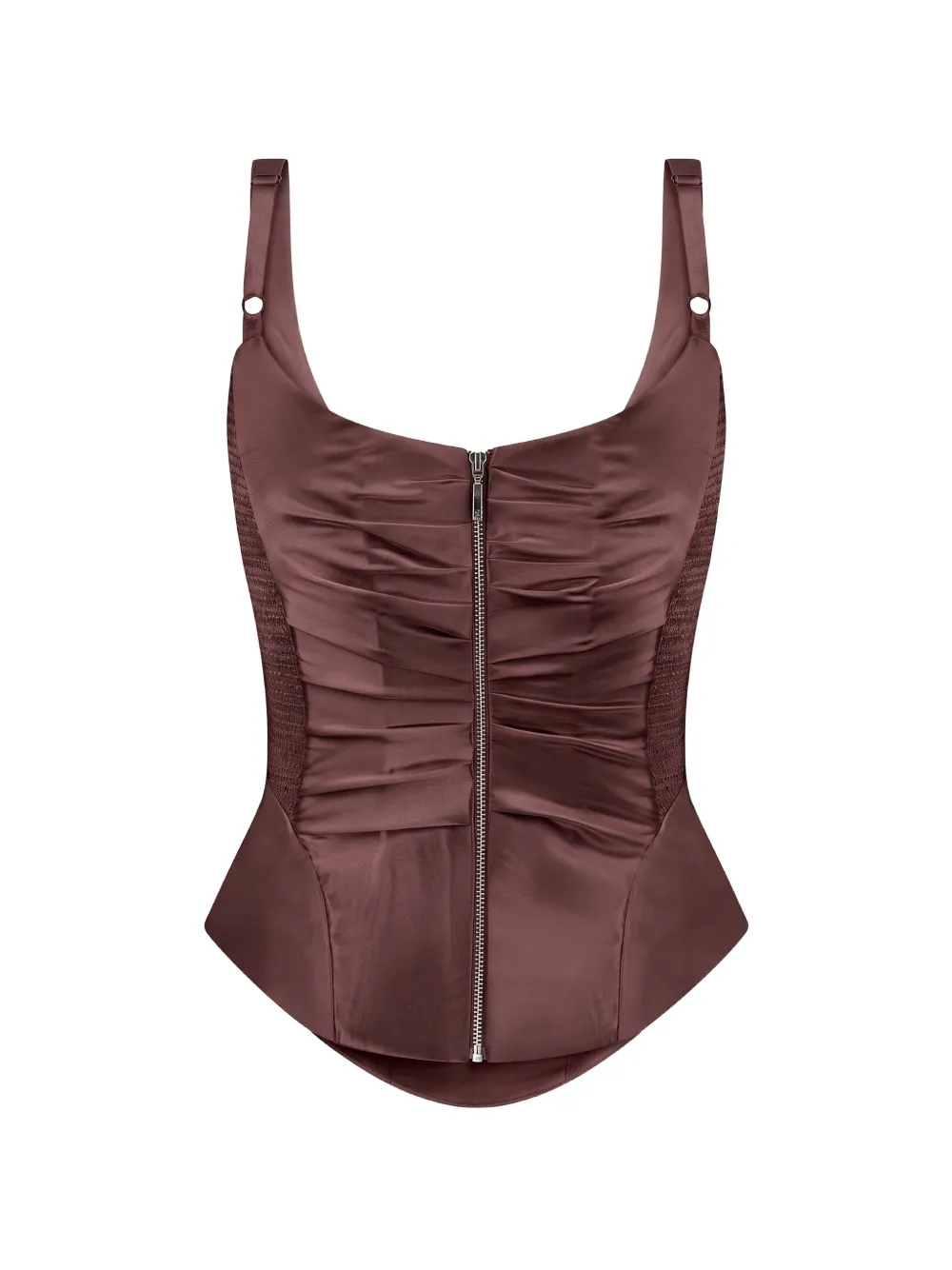 Anna October Florence draped satin corset - Marron