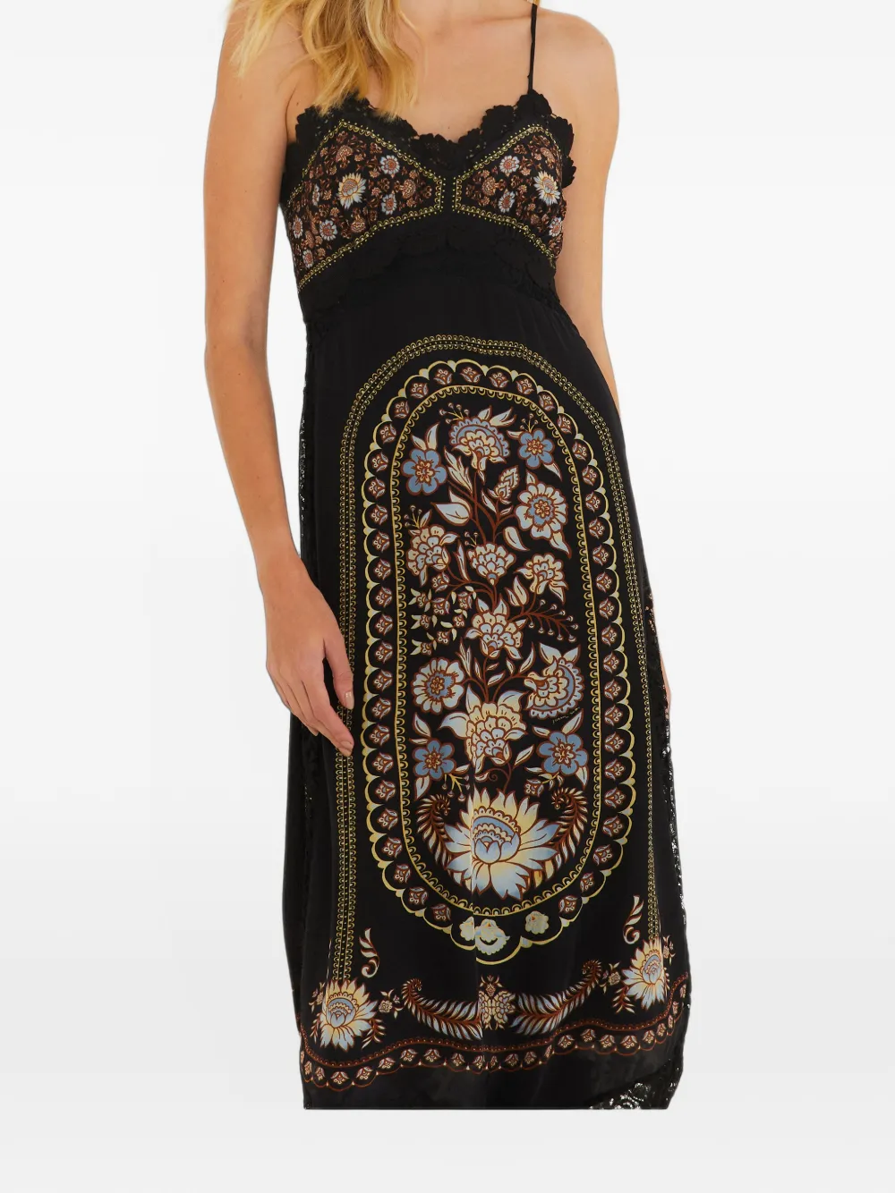 FARM Rio Daniela lace sleeveless midi dress - Black