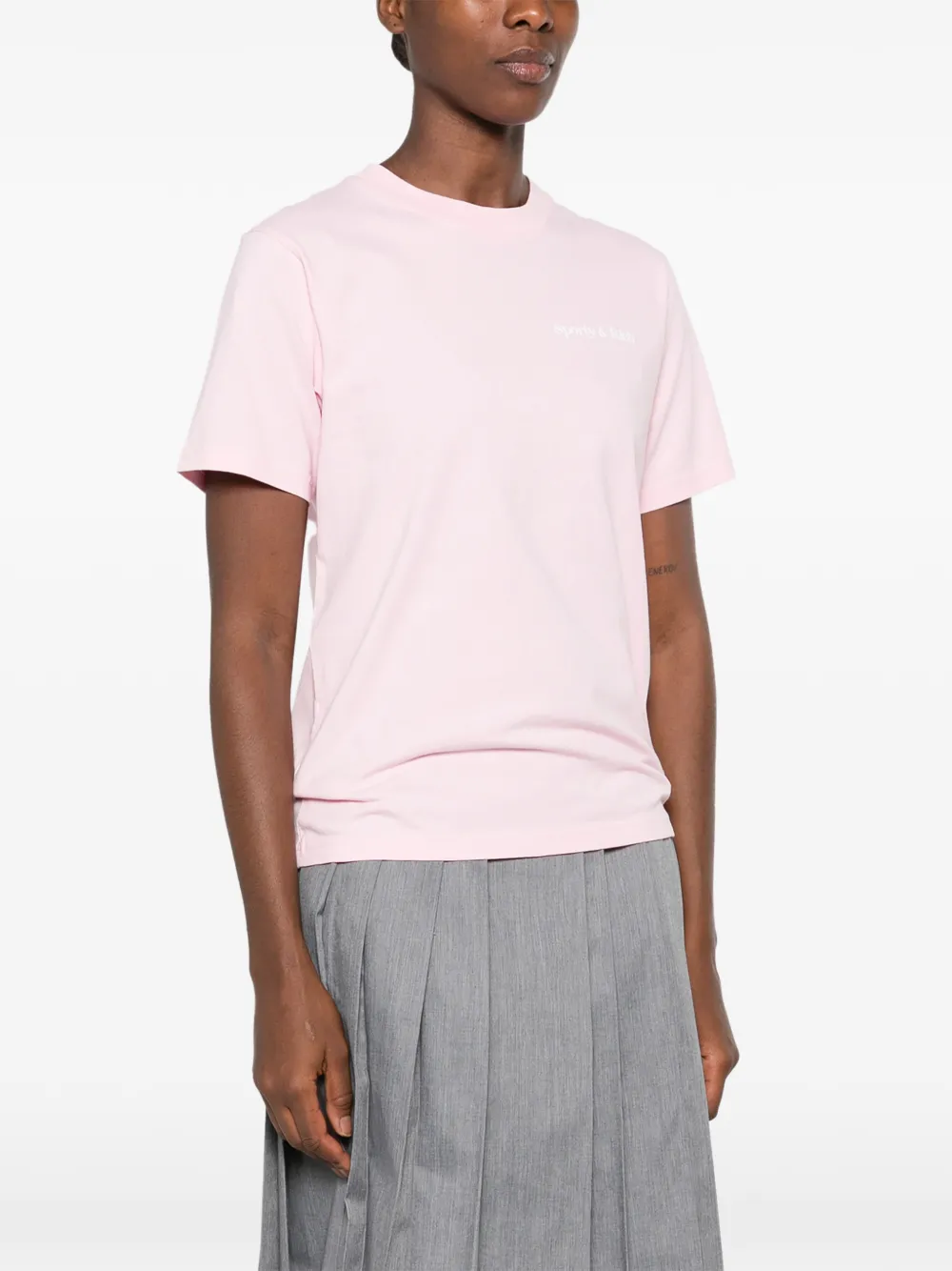 Sporty & Rich logo-print short-sleeve T-shirt Roze