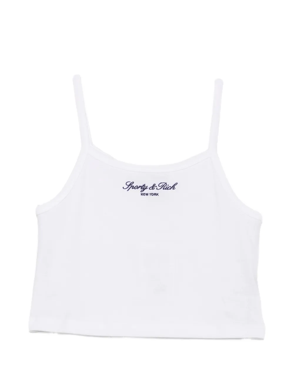 Sporty & Rich Paola logo-embroidered crop top - Bianco