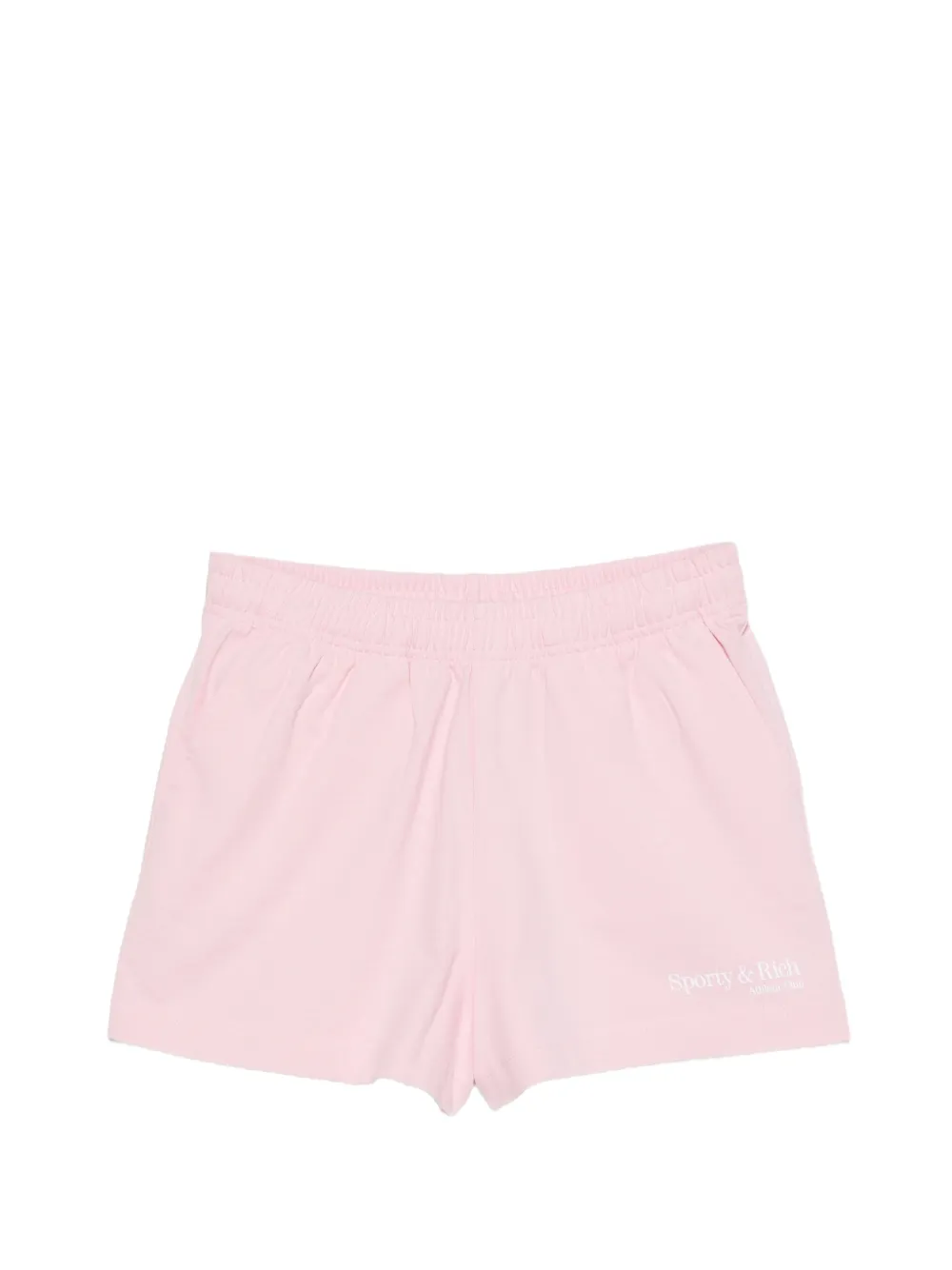 Sporty & Rich logo-print elasticated-waist shorts Roze
