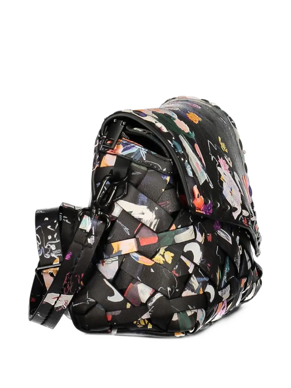 Desigual floral-print woven-design shoulder bag Zwart
