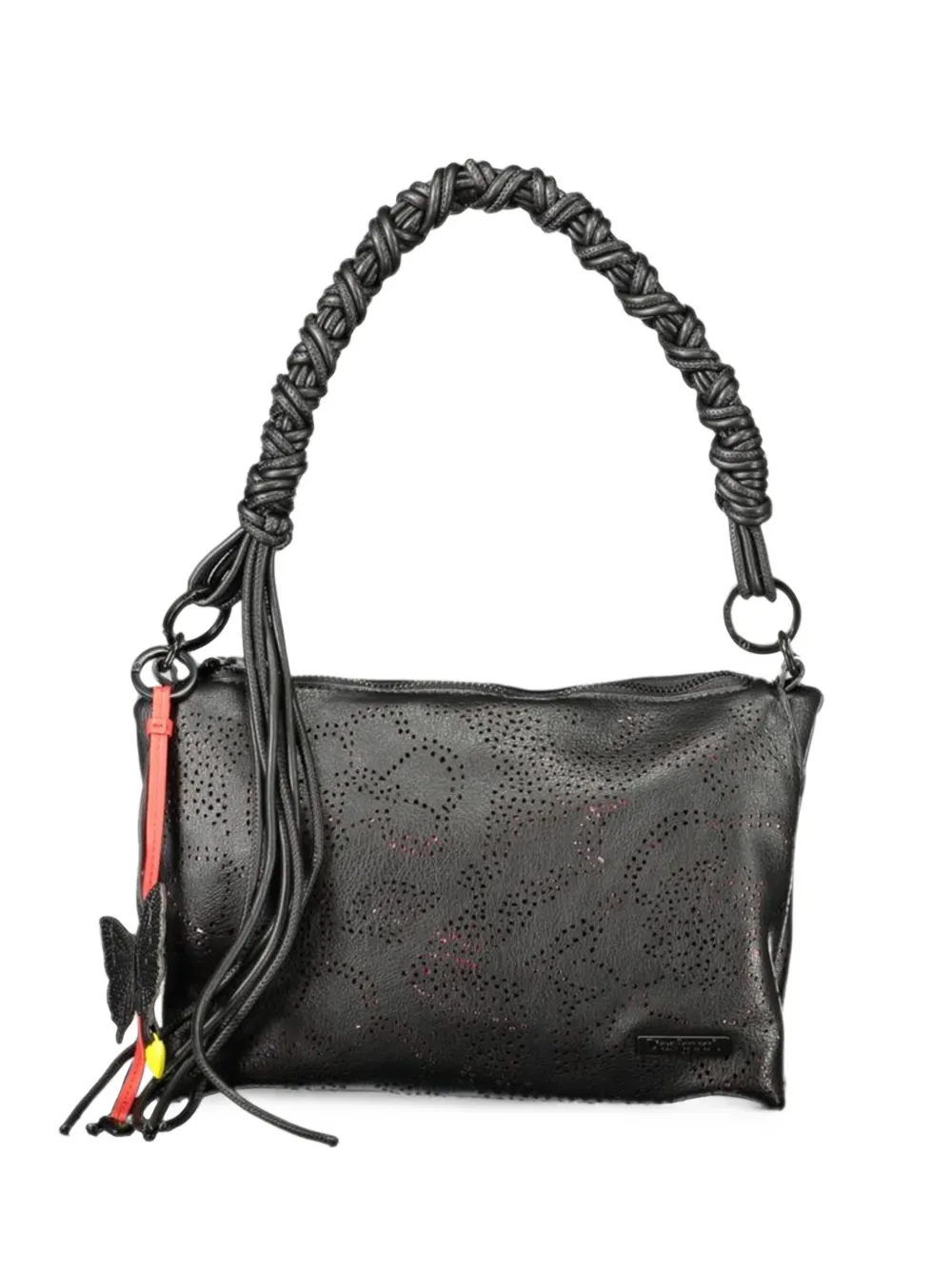 Desigual perforated braided-handle shoulder bag - Nero