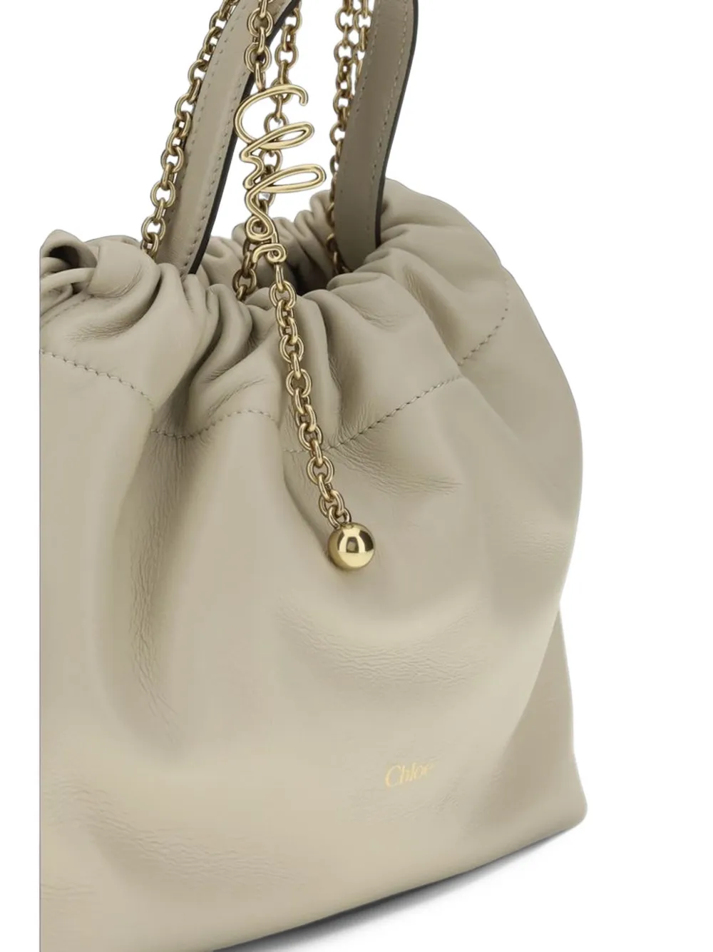 Chloé small Icons drawstring chain-link shoulder bag Beige