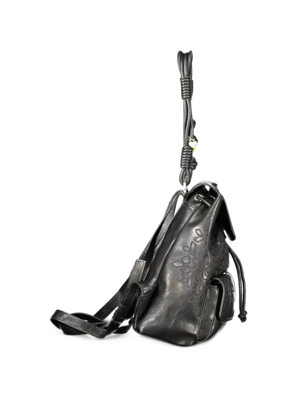 Desigual mini floral-embossed drawstring backpack Zwart