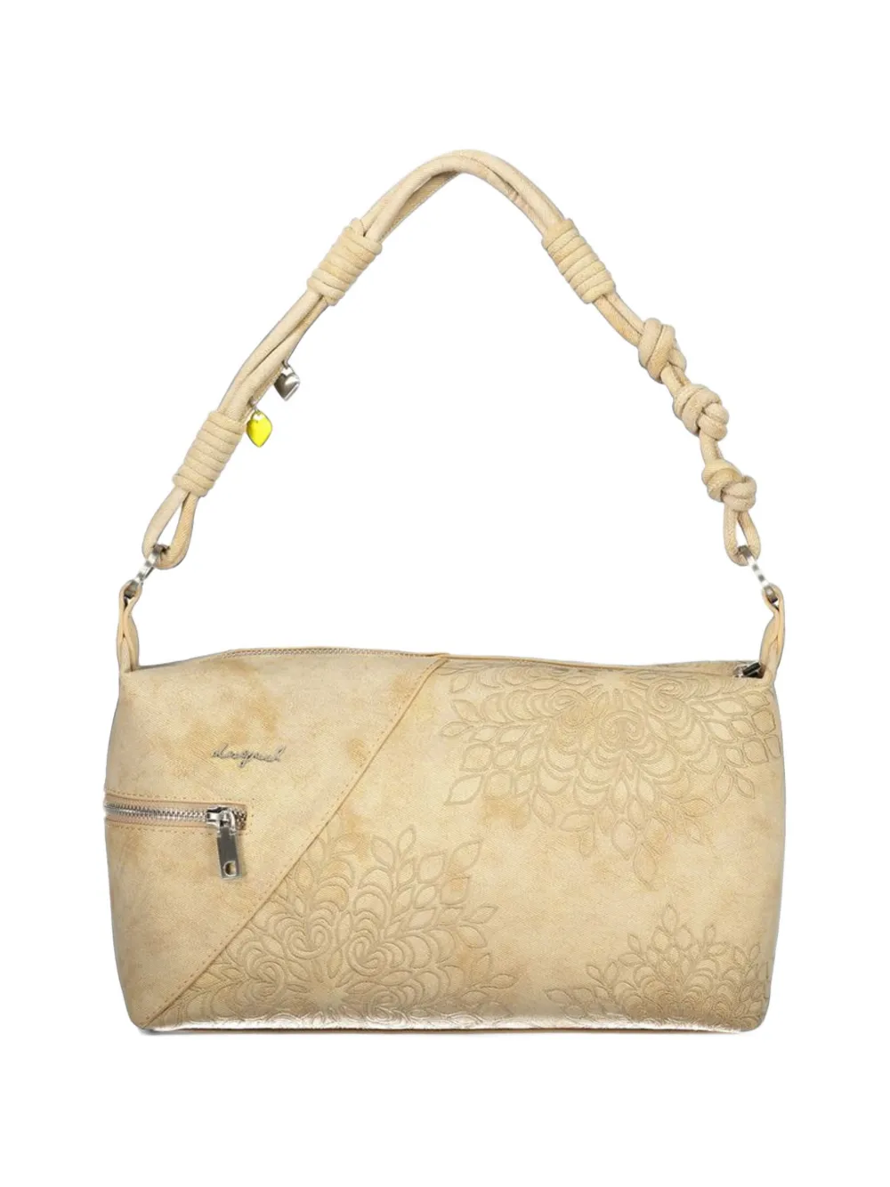 Desigual mandala-embossed knotted-strap tote bag Beige