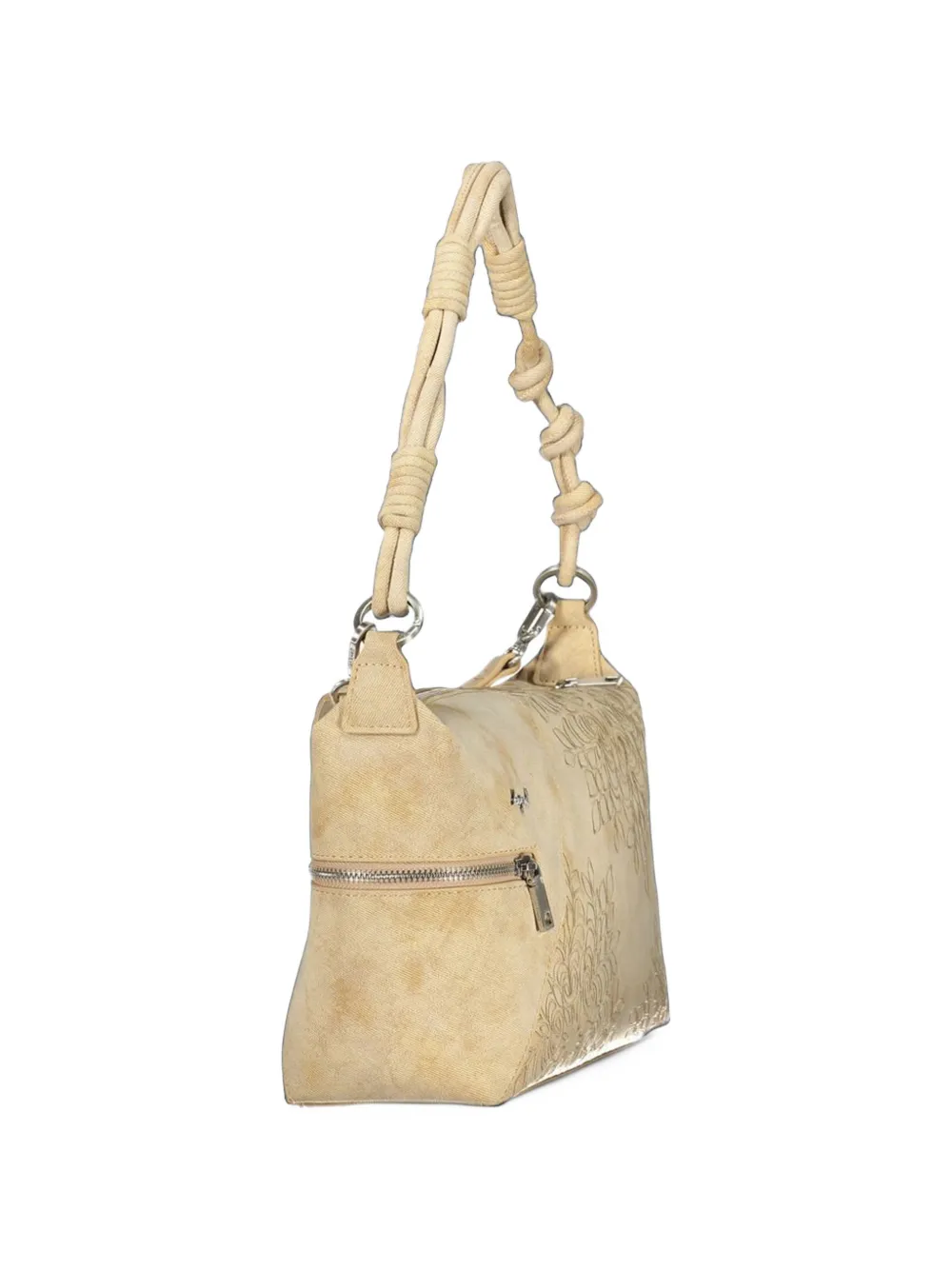 Desigual mandala-embossed knotted-strap tote bag Beige