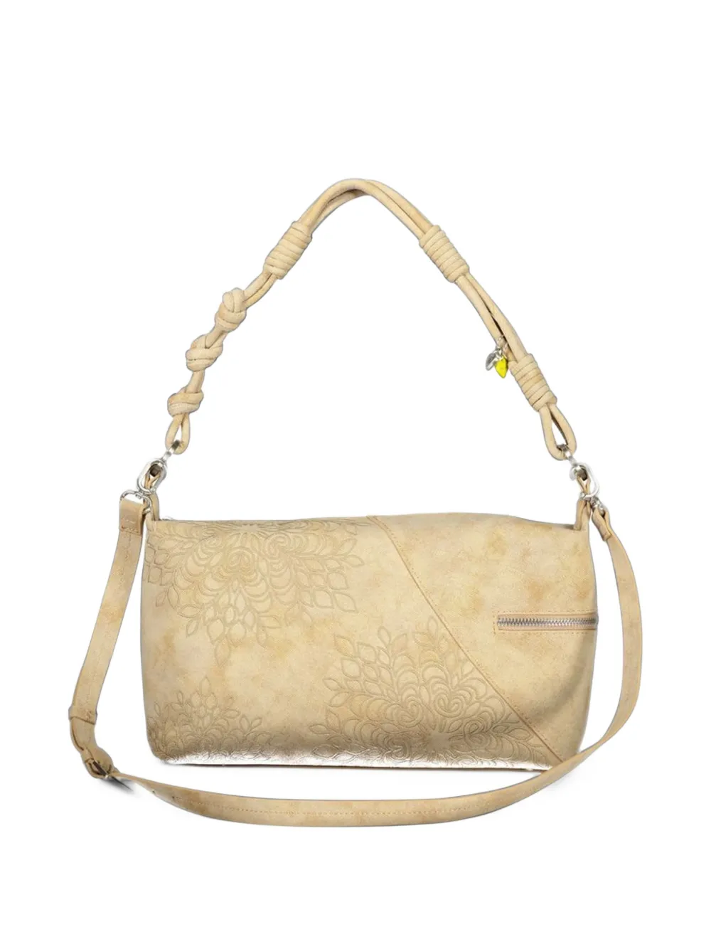 Desigual mandala-embossed knotted-strap tote bag Beige