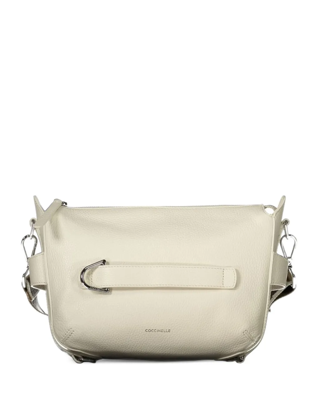 Coccinelle logo-strap leather clutch bag - Bianco