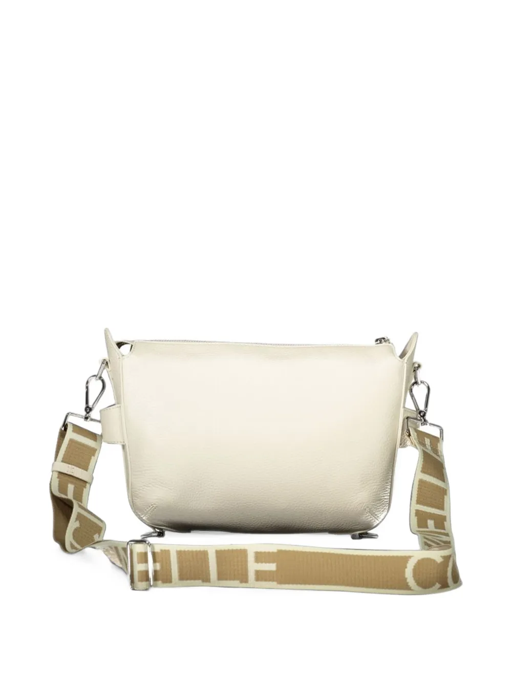 Coccinelle logo-strap leather clutch bag Wit