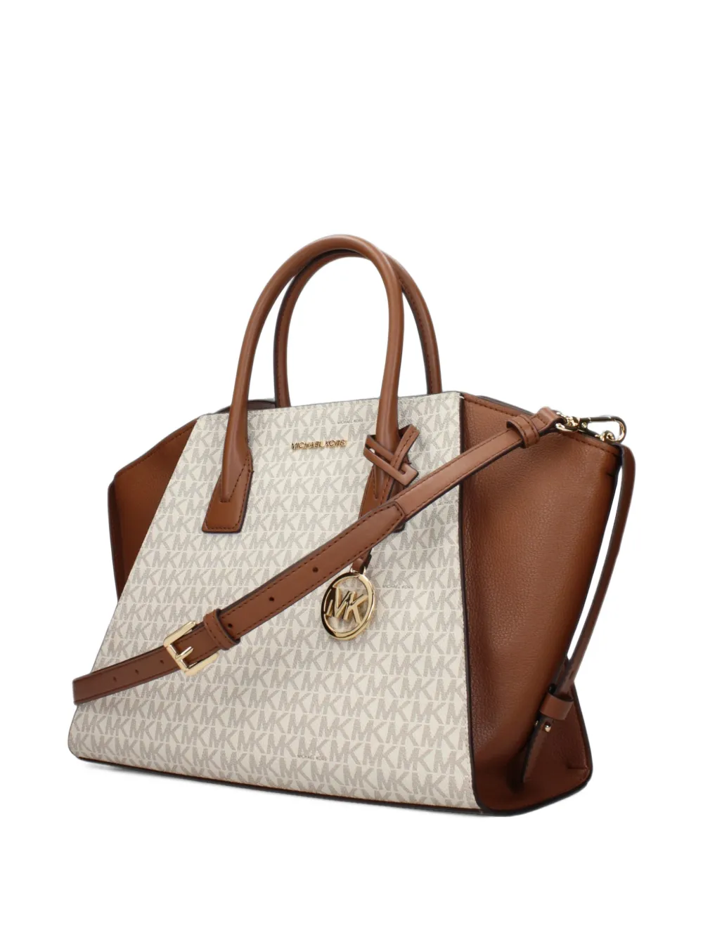 Michael Kors large Avril monogram-print grained tote bag Beige