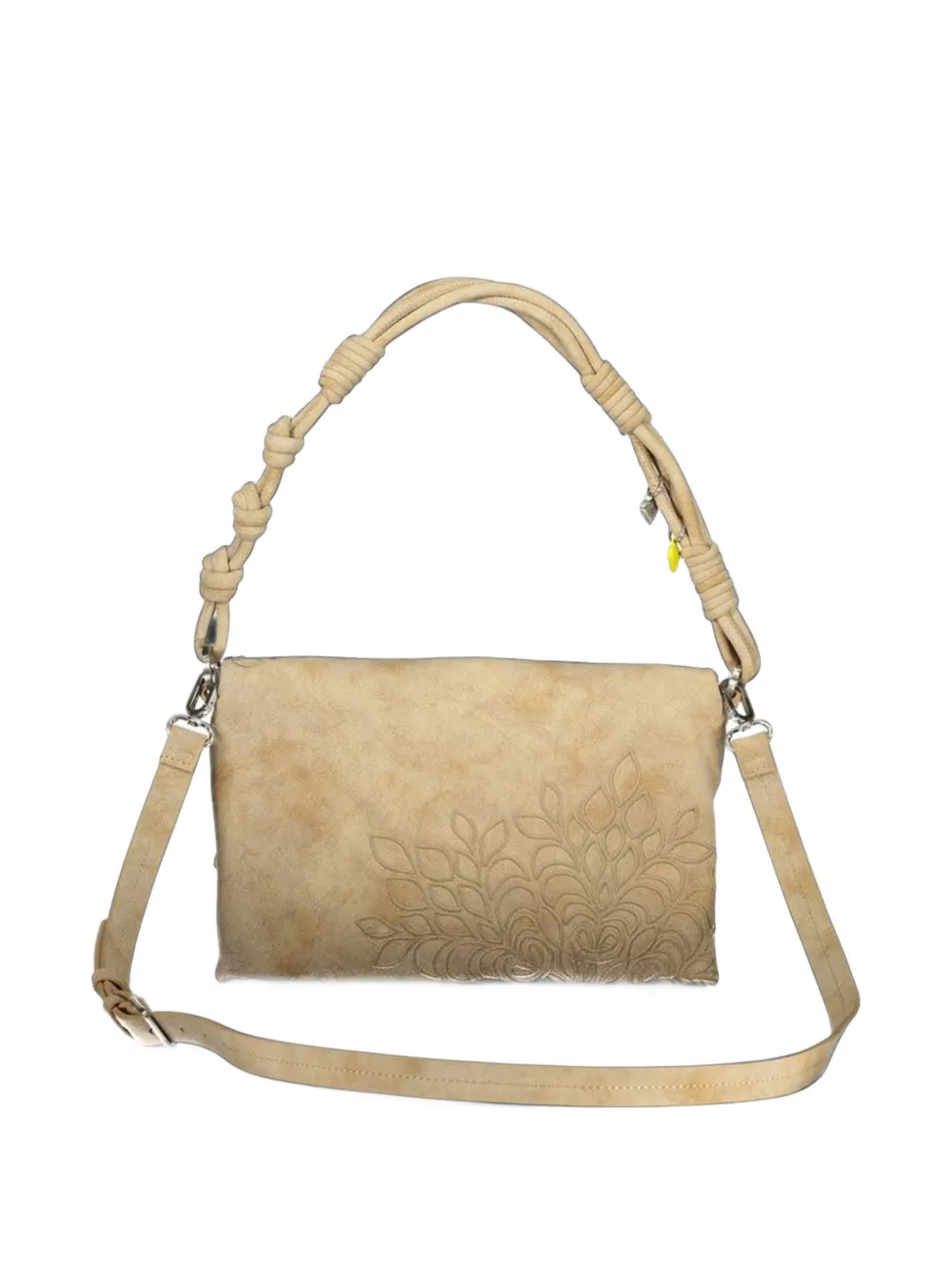 Desigual medium floral-embossed knotted shoulder bag Beige