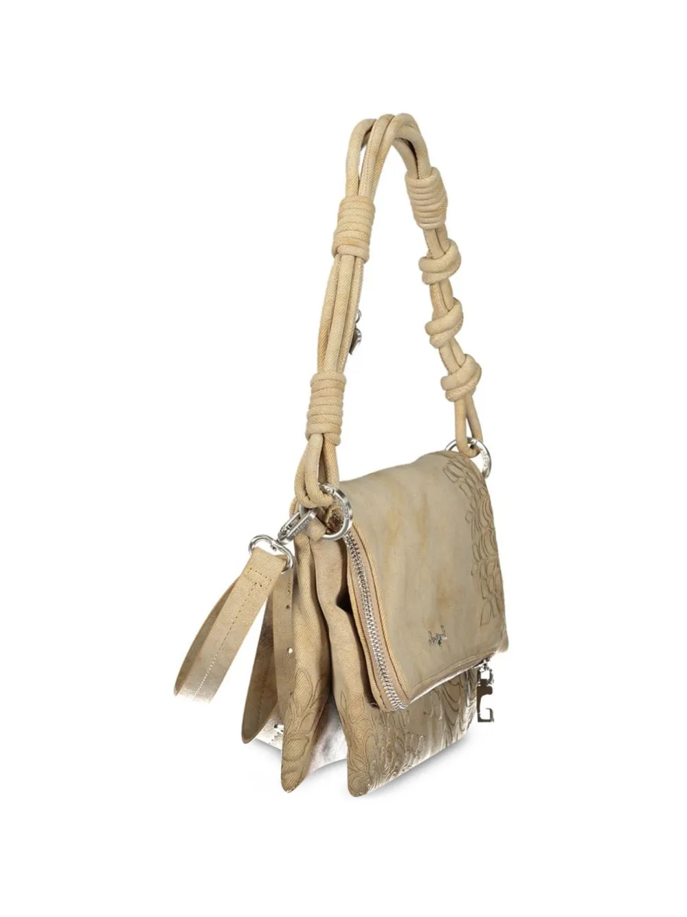 Desigual medium floral-embossed knotted shoulder bag Beige