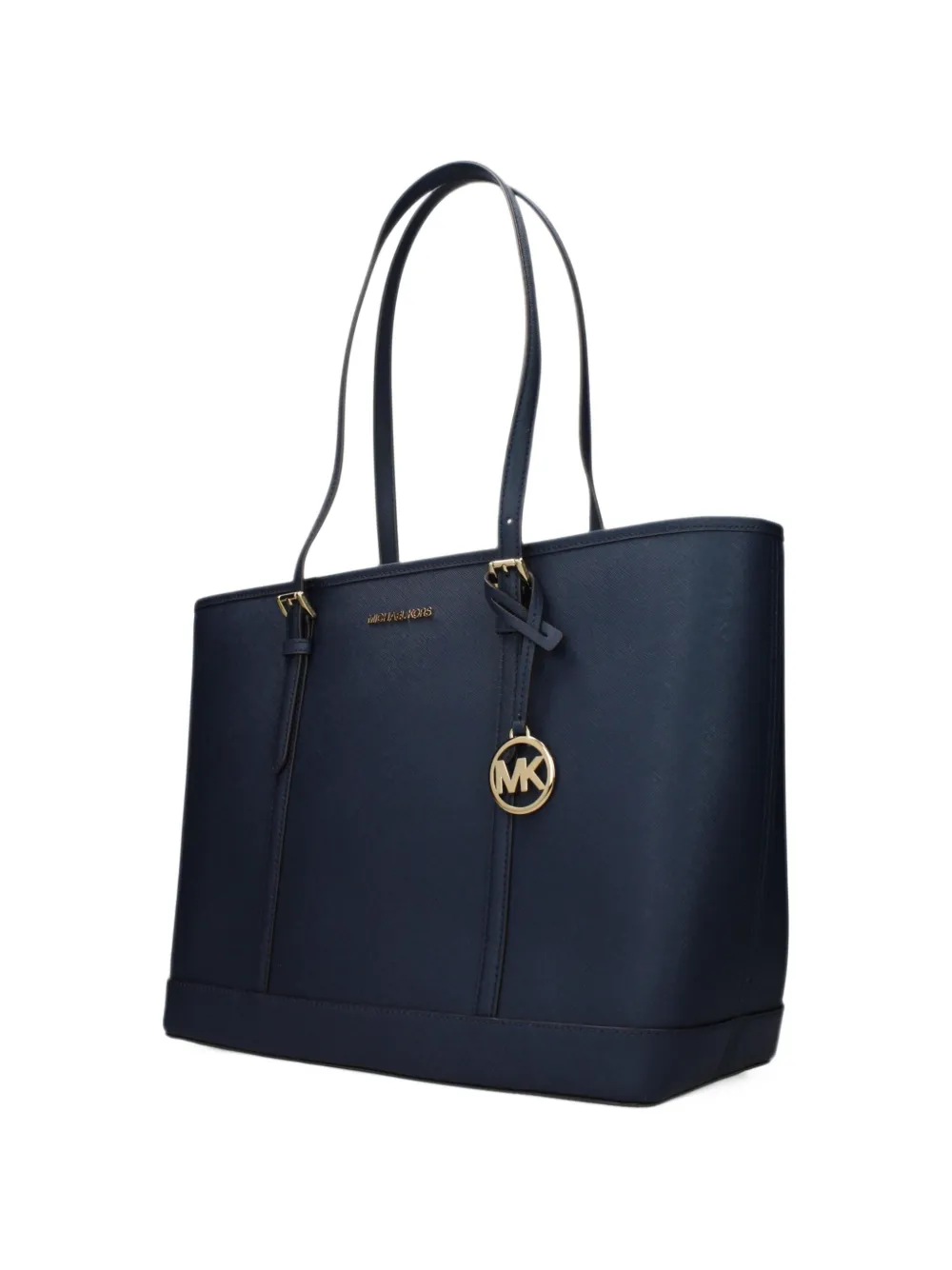 Michael Kors large Jet Set logo-plaque leather tote bag Blauw