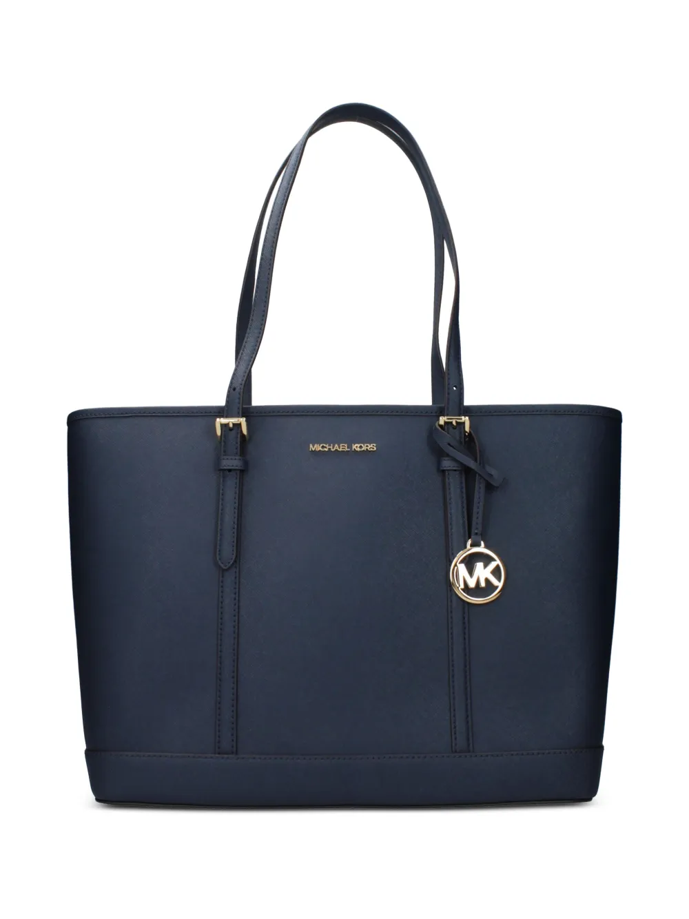 Michael Kors large Jet Set logo-plaque leather tote bag - Blau