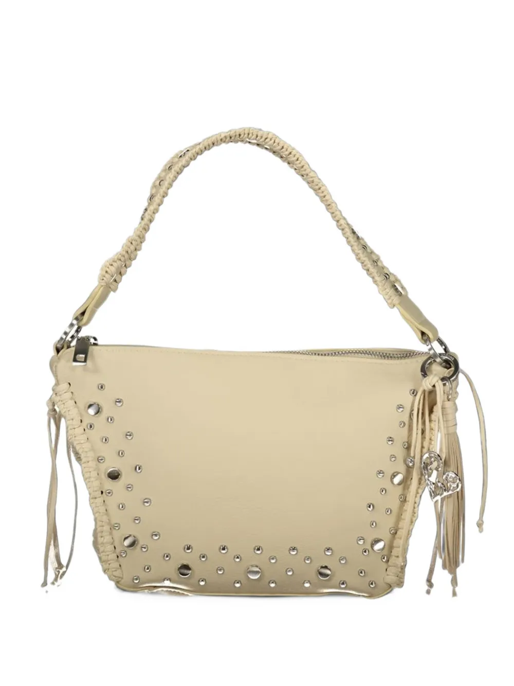 Desigual medium studded braided-handle shoulder bag - Nude