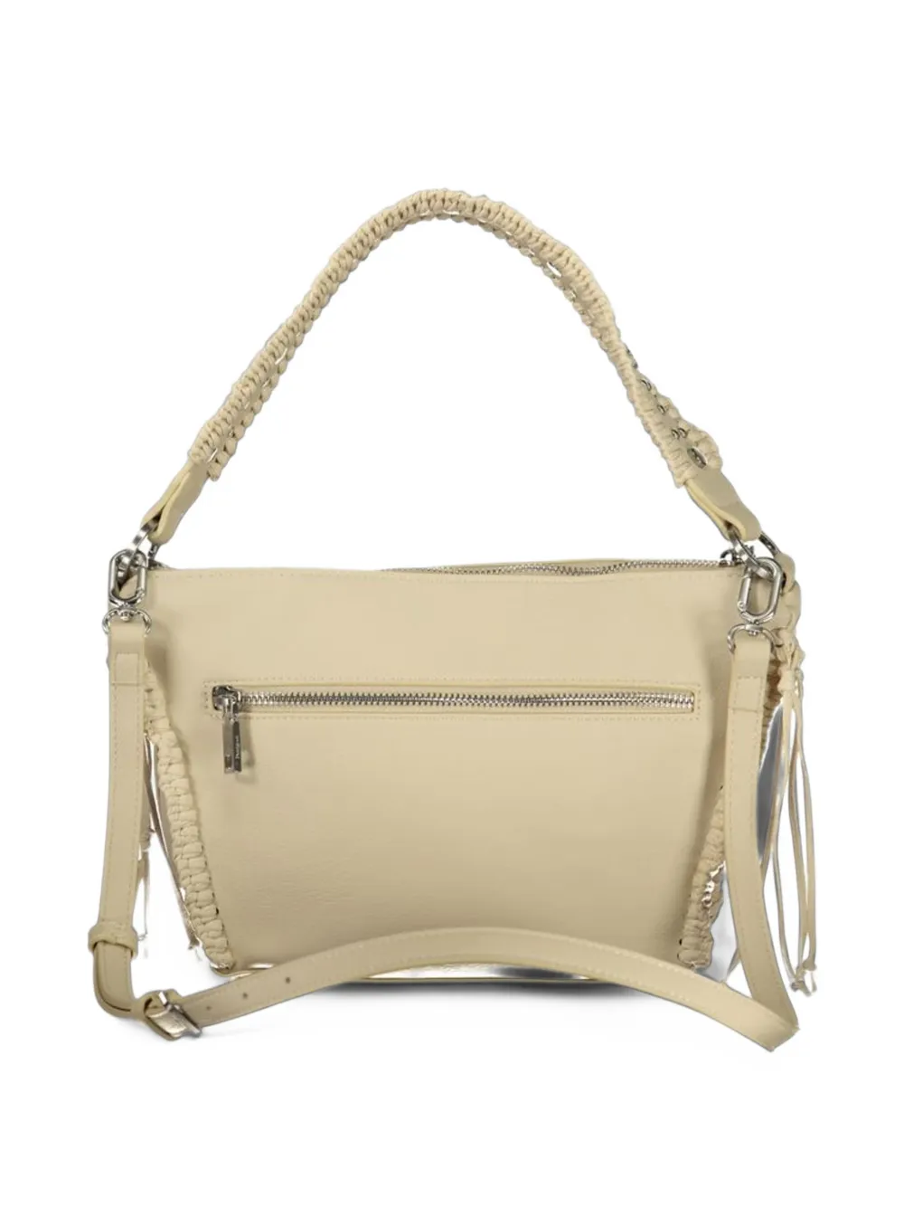 Desigual medium studded braided-handle shoulder bag Beige