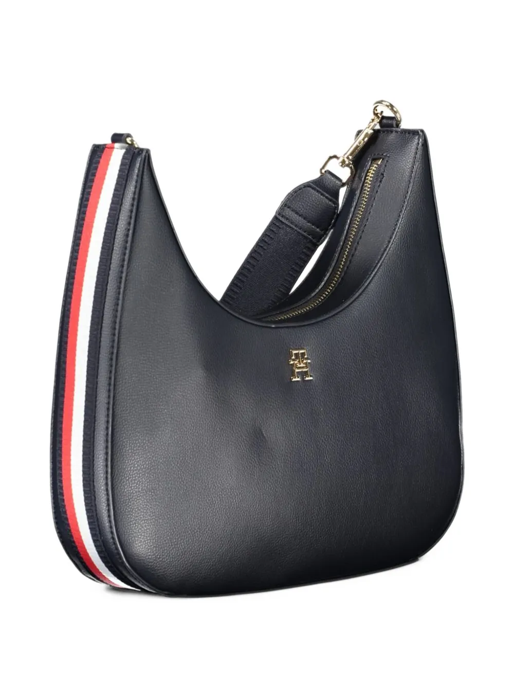 Tommy Hilfiger Chic schoudertas met monogram-plakkaat en gestreepte afwerking Blauw