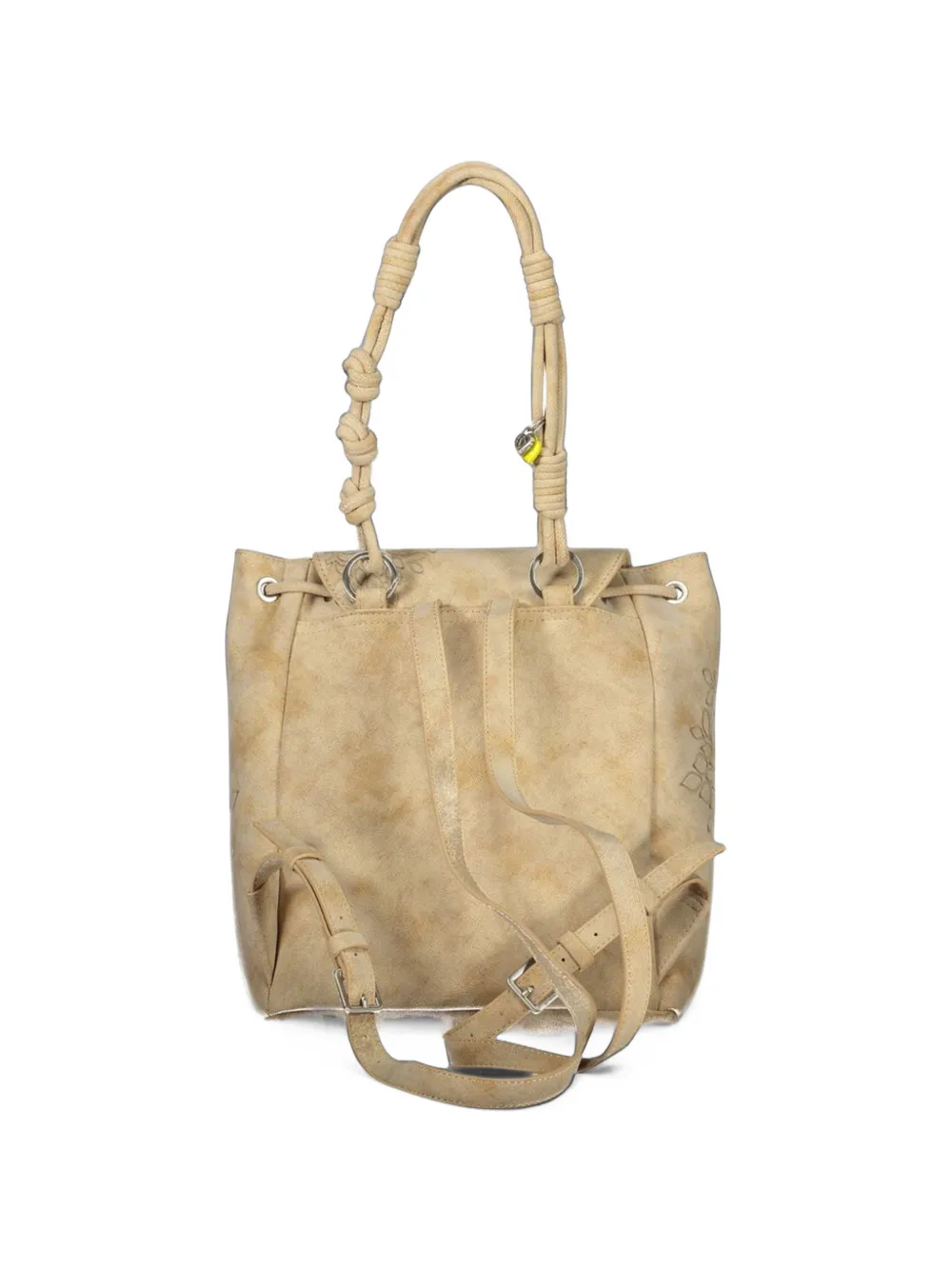 Desigual mandala-embroidered knotted backpack Beige