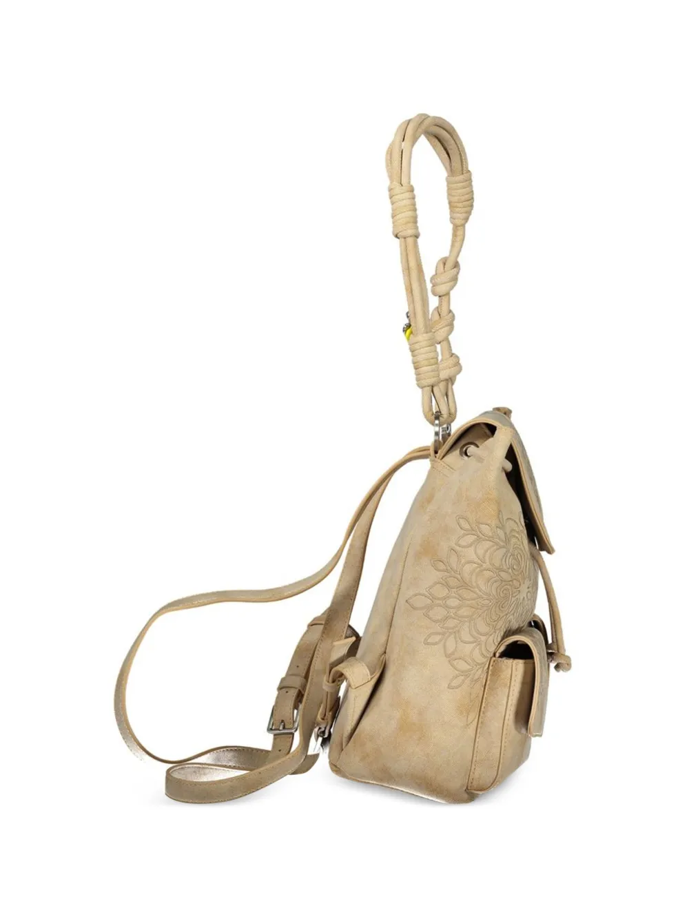 Desigual mandala-embroidered knotted backpack Beige