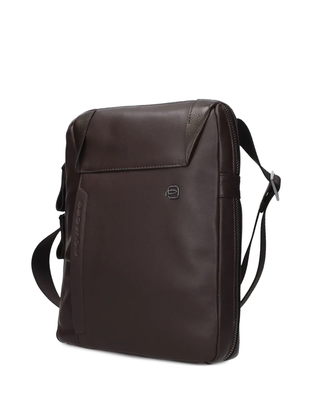 PIQUADRO logo-plaque leather messenger bag Bruin