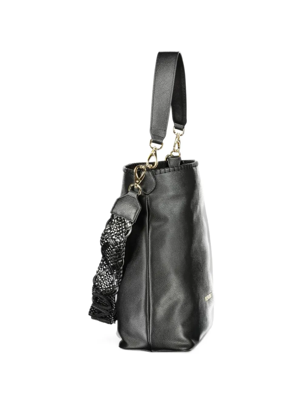 MARIO VALENTINO braided logo-lettering tote bag Zwart