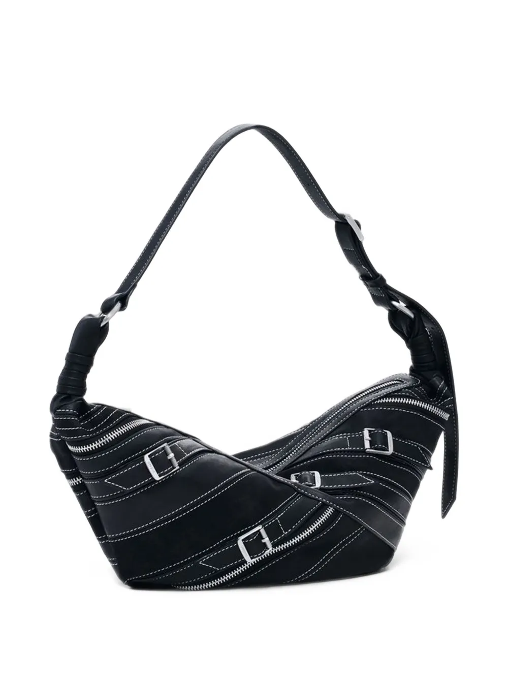 Desigual buckle-detail contrast-stitched shoulder bag Zwart