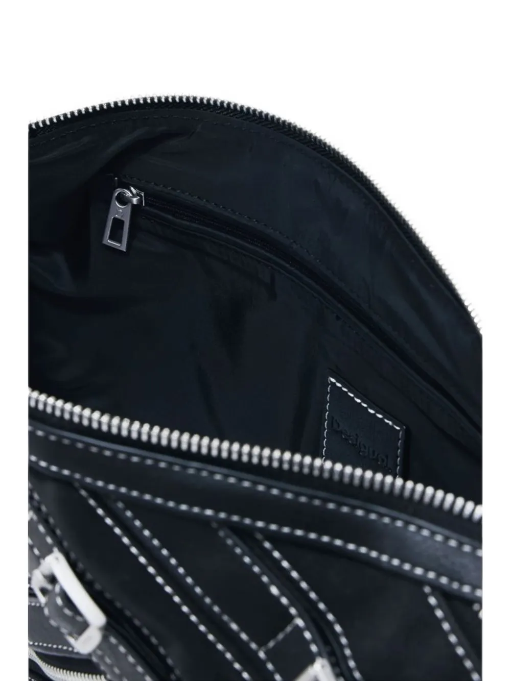 Desigual buckle-detail contrast-stitched shoulder bag Zwart