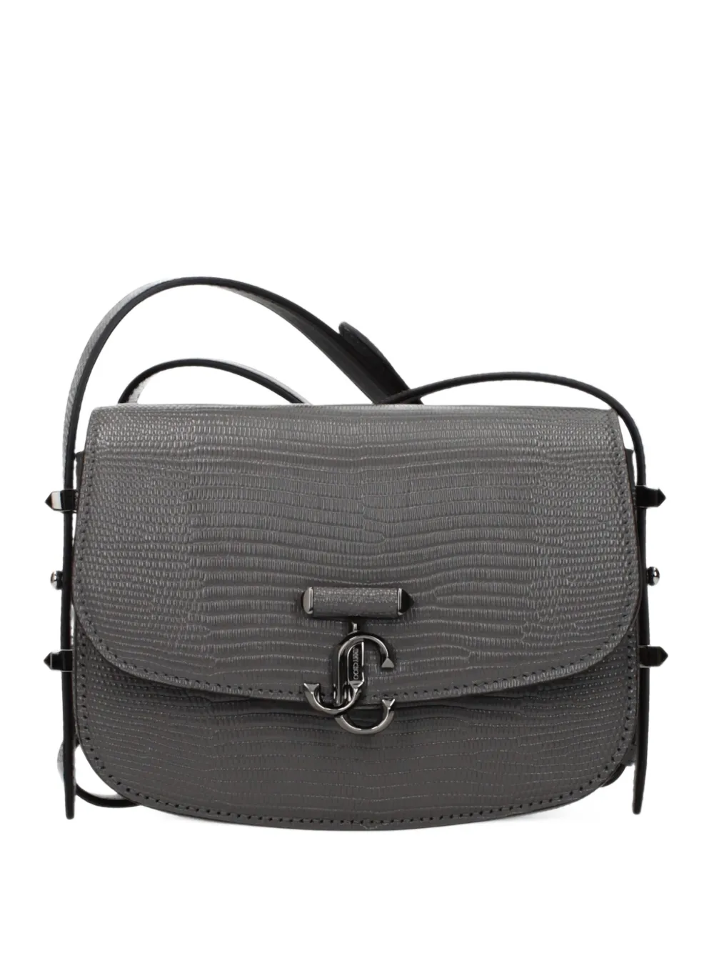Jimmy Choo lizard-effect leather crossbody bag - Grigio