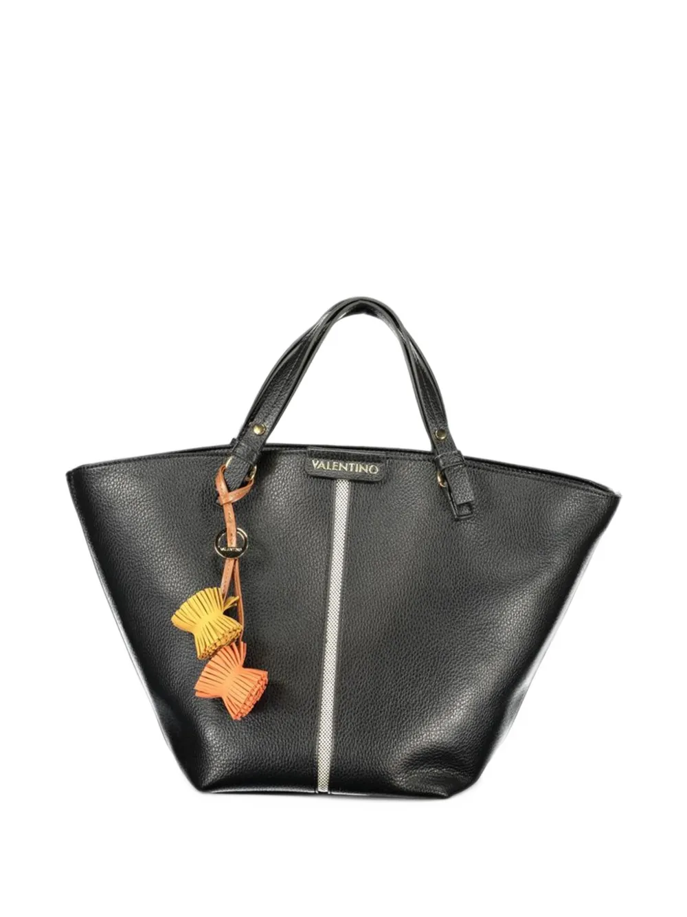 MARIO VALENTINO tassel-detail pebbled-effect tote bag Zwart