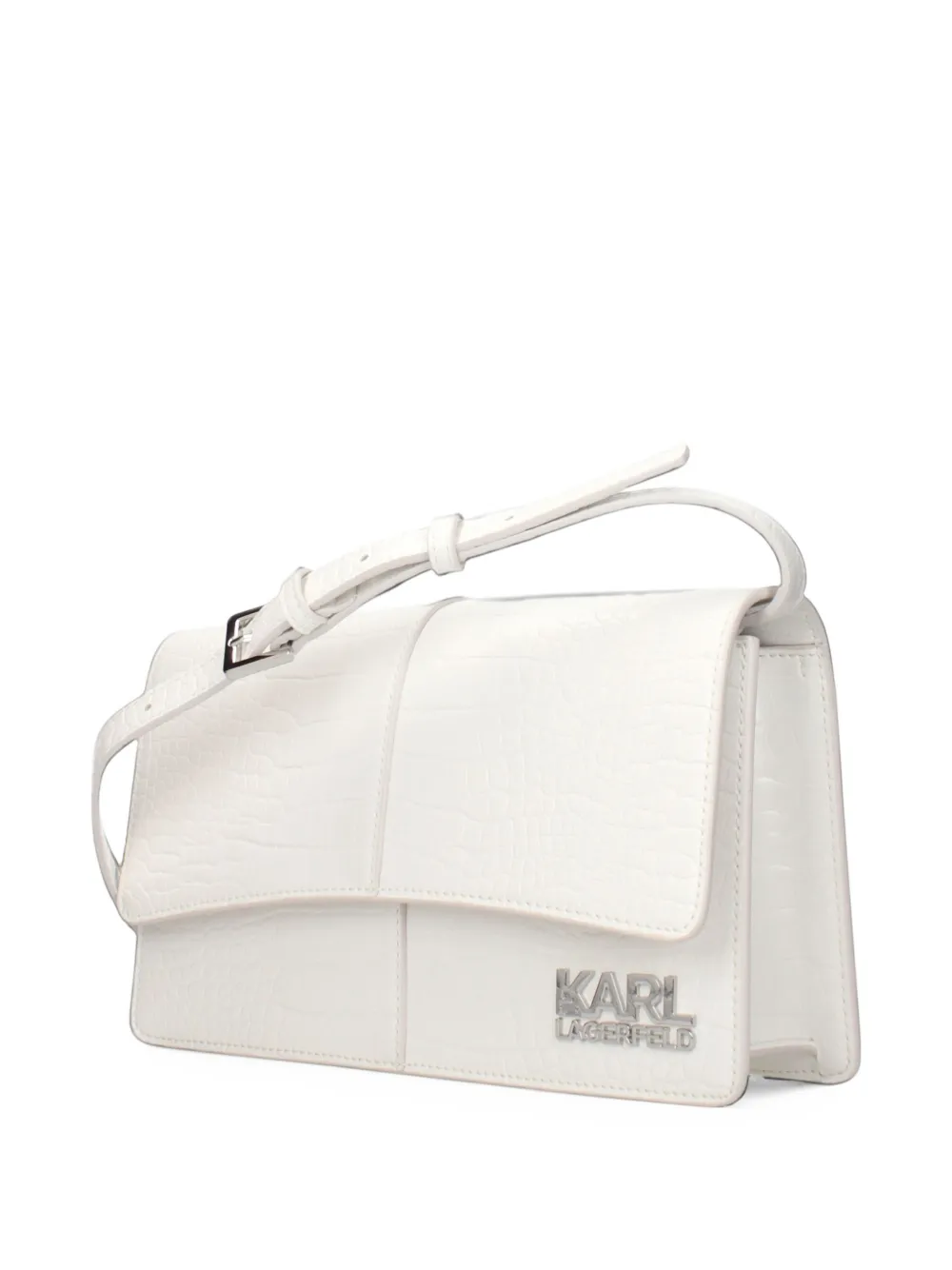 Karl Lagerfeld croc-effect logo-plaque crossbody bag Wit