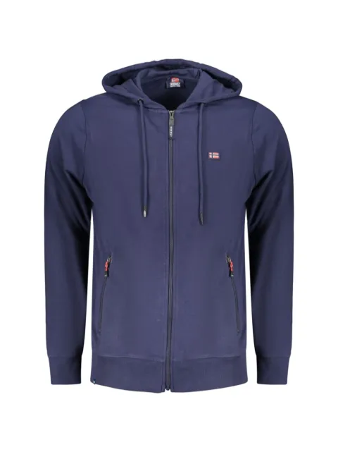 Norwegian Rain logo-patch zip-up hoodie